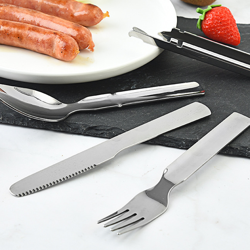 Camping Cutlery Set 4-in-1 Stainless Steel Safety Lock