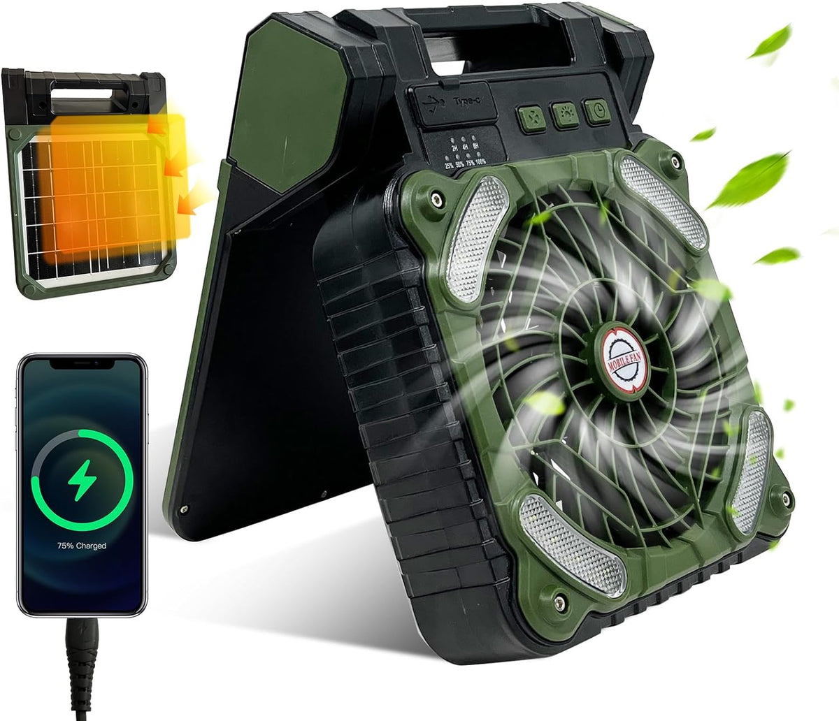 Camping Fan Solar Power Bank 20,800mAh