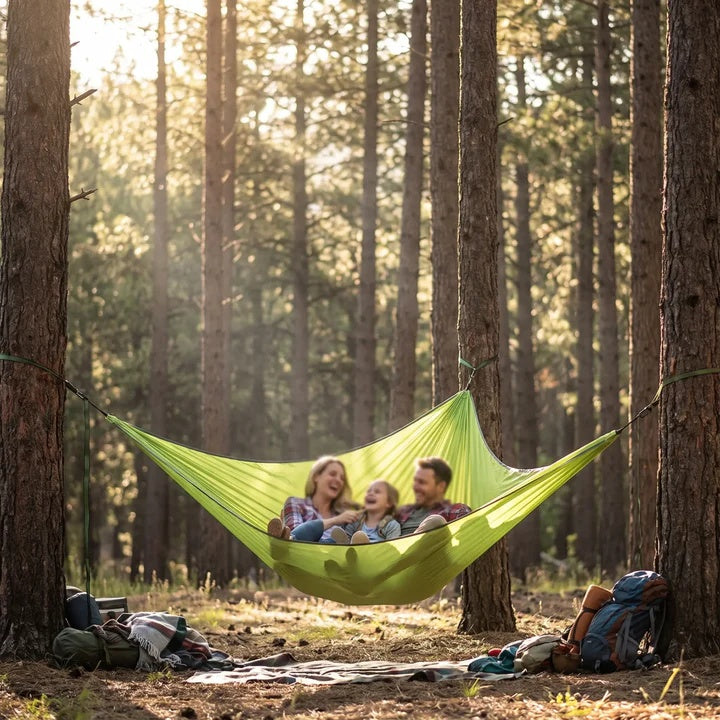 Camping Hammock 3-Point Suspension Nylon Seats Up To 3