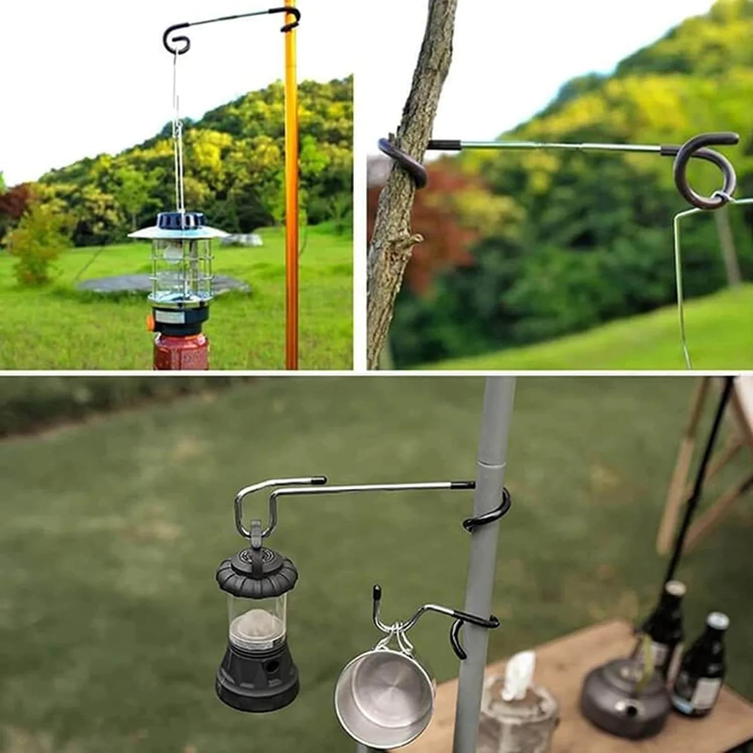 Camping Hook Corrosion-Resistant Steel Rubber-Coated Non-Slip Ends