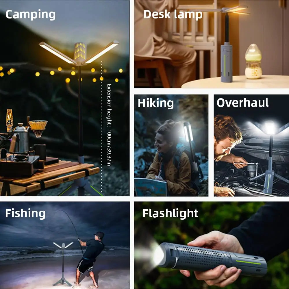 Camping Lamp Retractable LED & Extendable Tripod 8000mAh Power Bank
