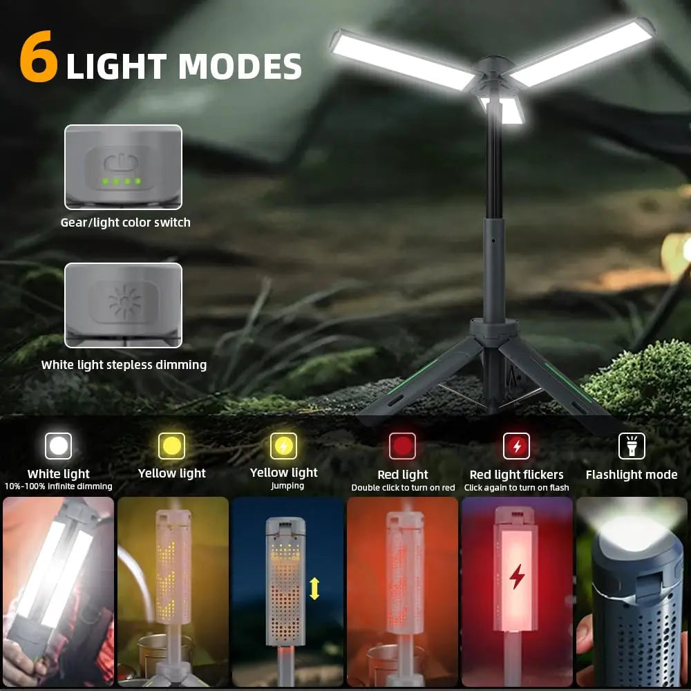 Camping Lamp Retractable LED & Extendable Tripod 8000mAh Power Bank