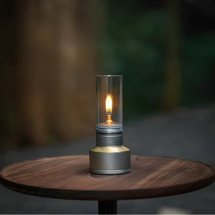 Camping Lantern Aluminum Alloy Butane-Powered Vintage Glass Globe