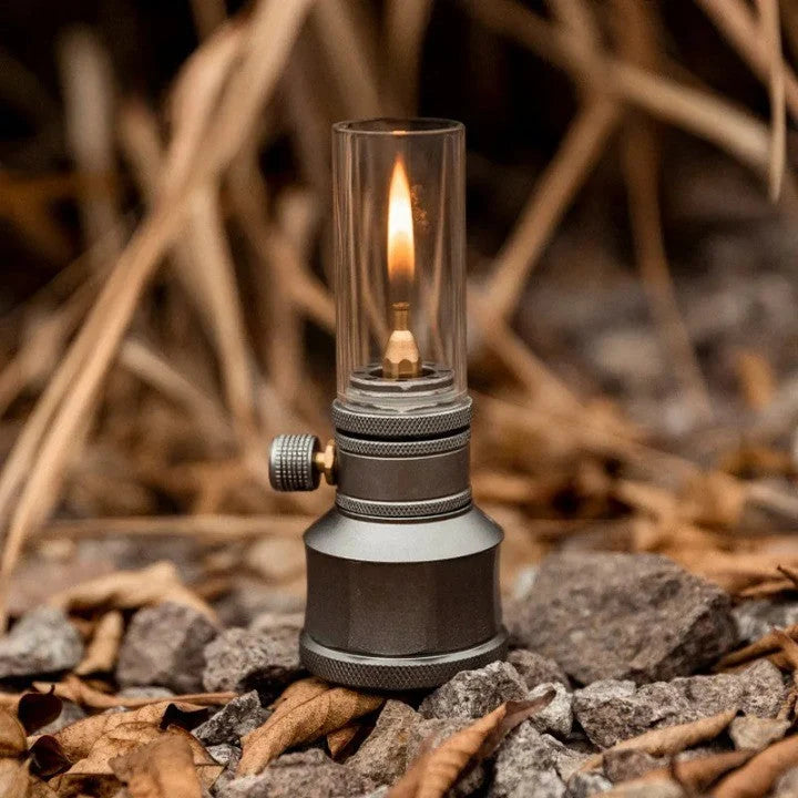 Camping Lantern Aluminum Alloy Butane-Powered Vintage Glass Globe