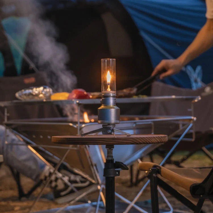 Camping Lantern Aluminum Alloy Butane-Powered Vintage Glass Globe
