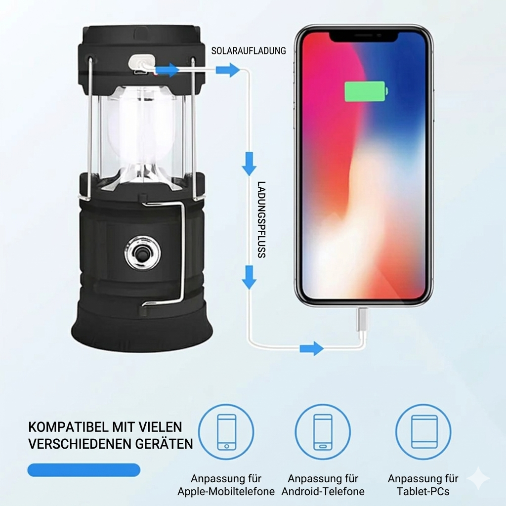 Camping Lantern Telescopic LED Solar & USB Power Bank