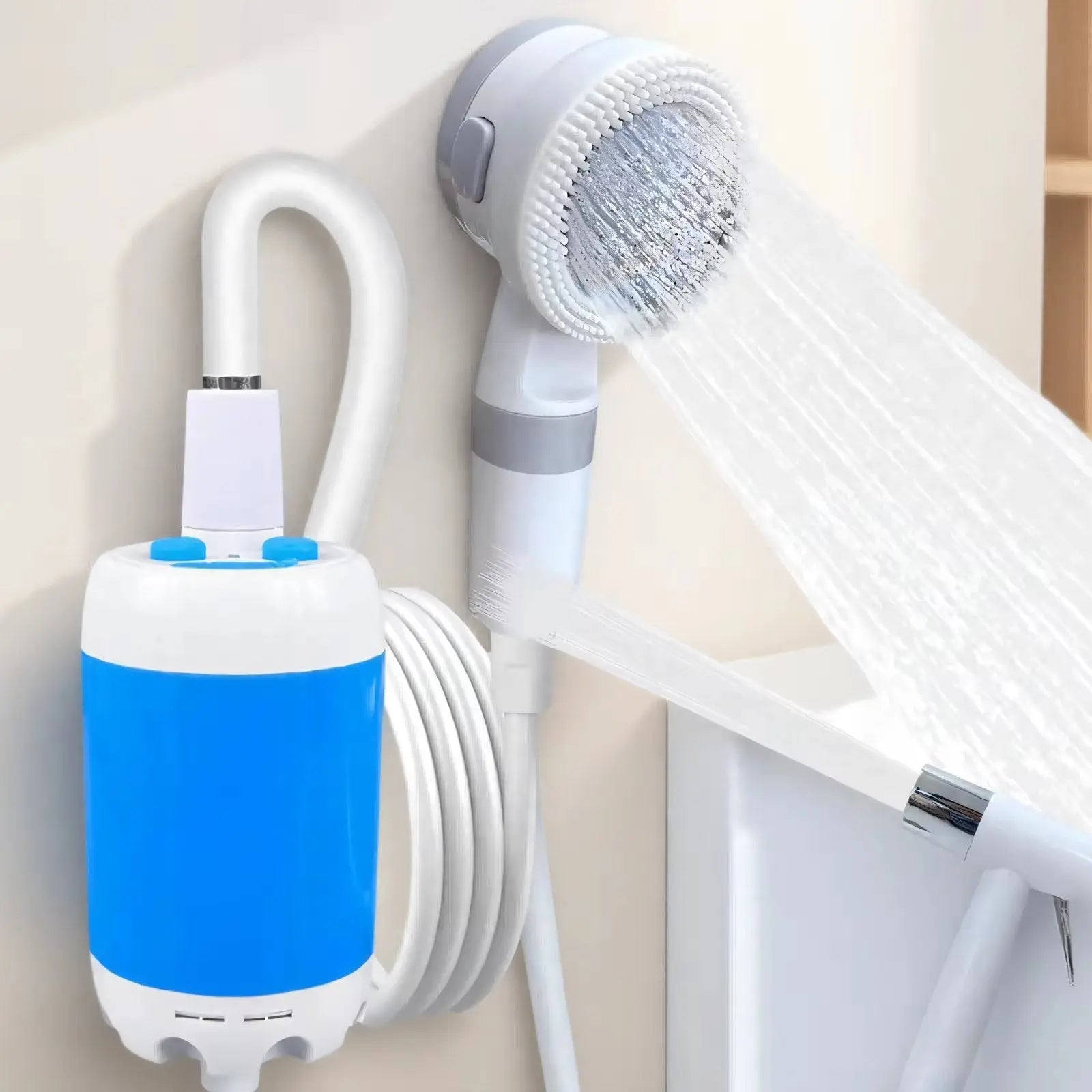 Camping Shower USB Rechargeable Adjustable Spray & Instant Valve