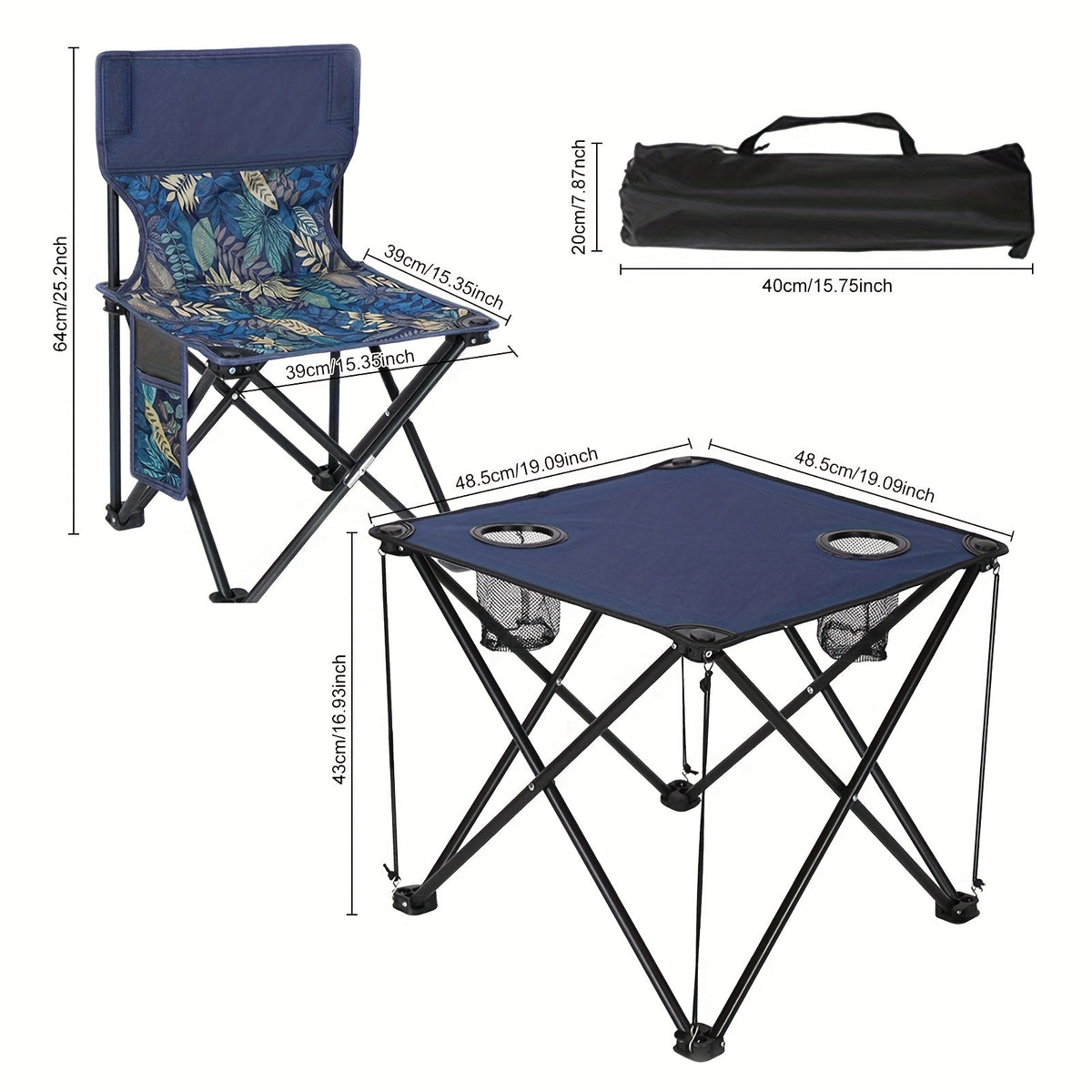 Camping Table & Chair Set Foldable Waterproof Oxford Fabric