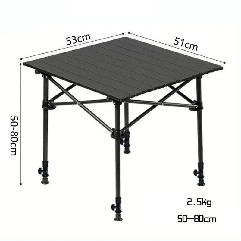 Camping Table Roll-Up Tabletop Adjustable Height