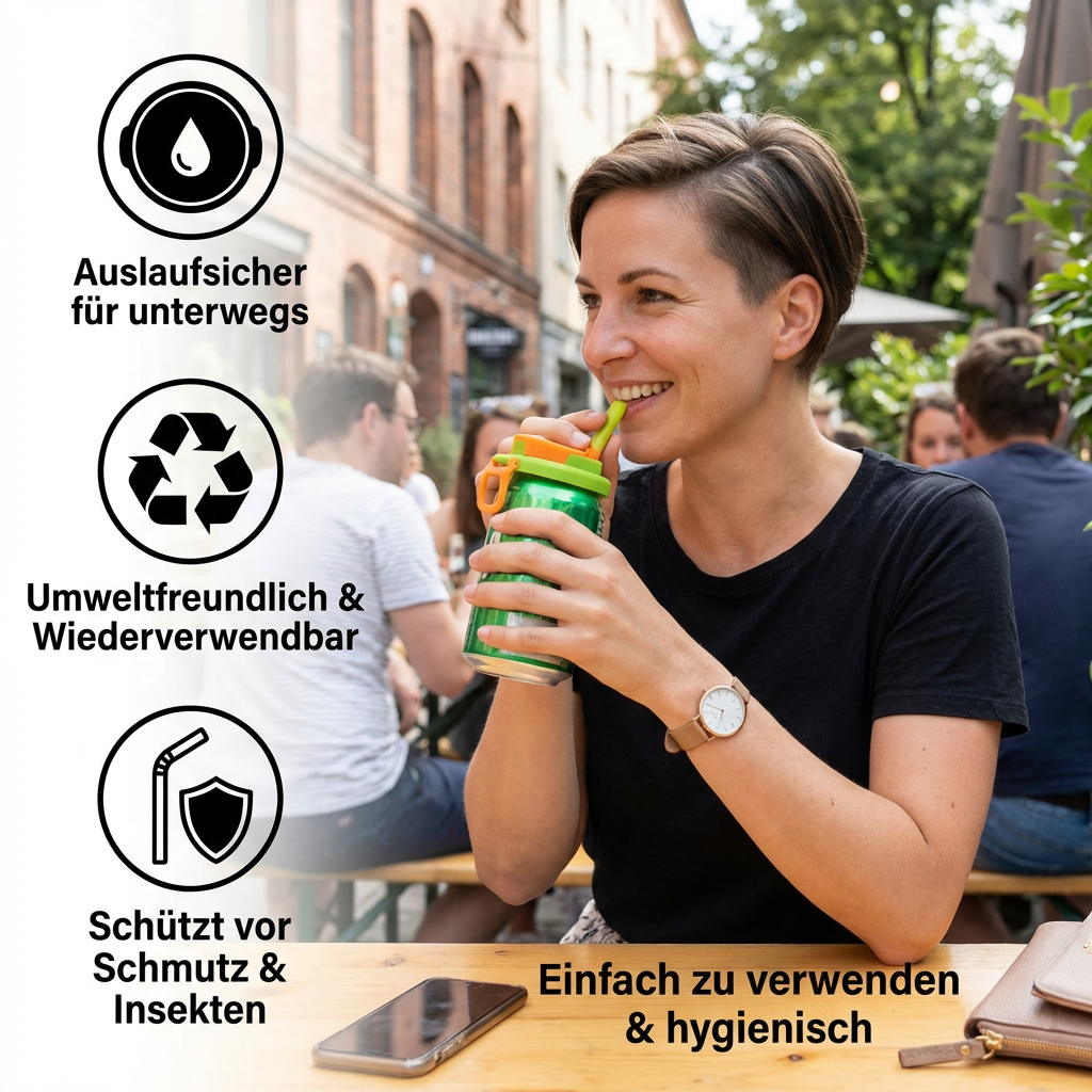 Can Lid Silicone Leak-Proof Integrated Straw
