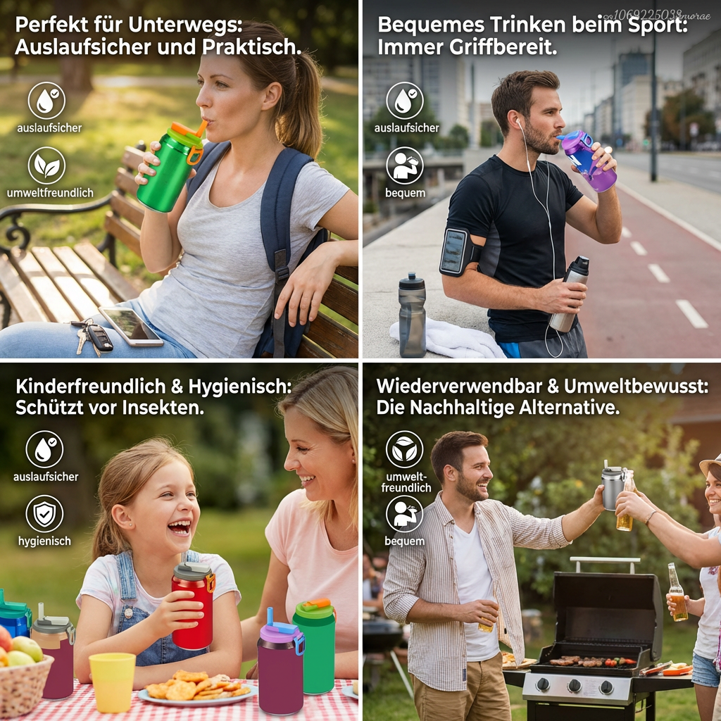 Can Lid Silicone Leak-Proof Integrated Straw