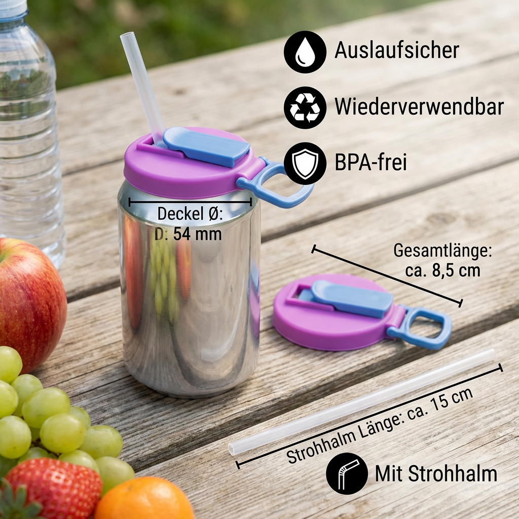Can Lid Silicone Leak-Proof Integrated Straw