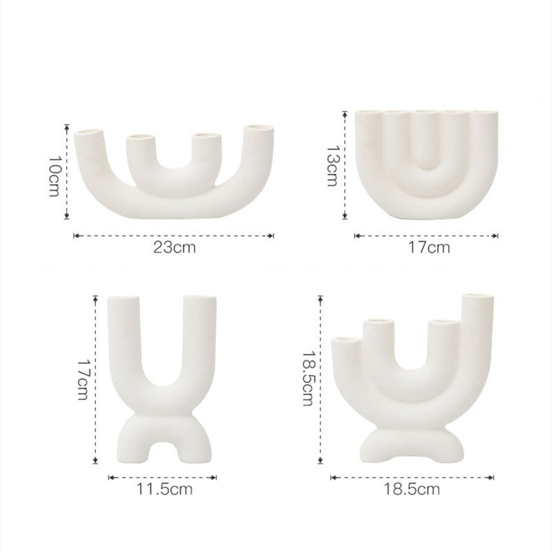 Candle Holder Ceramic U-Shape Fits Taper & Pillar