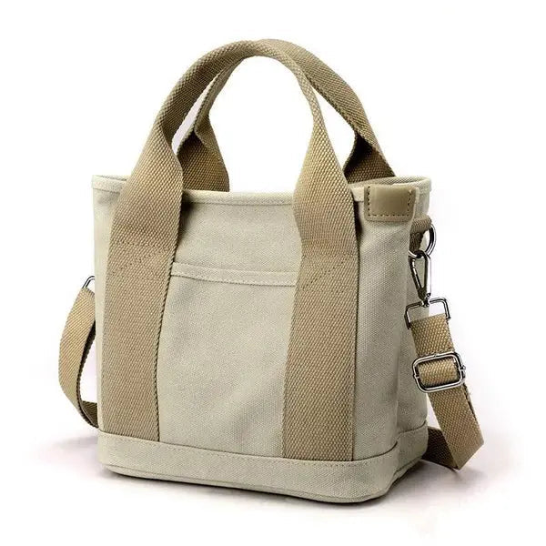 Canvas Shoulder Bag Multiple Pockets Wide Padded Straps