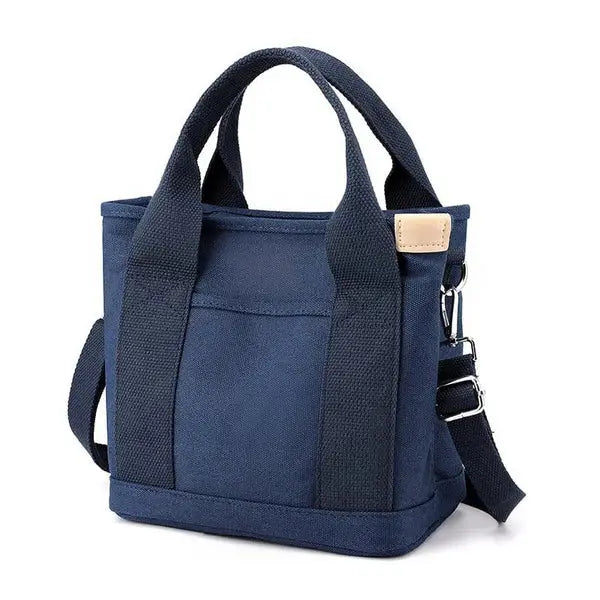 Canvas Shoulder Bag Multiple Pockets Wide Padded Straps