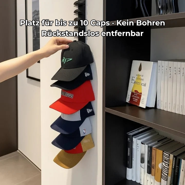 Cap Wall Mount Slim Space-Saving Holds 10 Caps