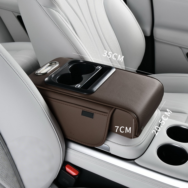 Car Armrest Organizer Padded Faux Leather USB & USB-C