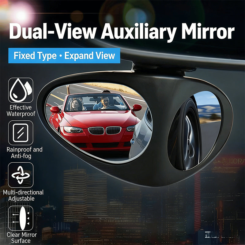Car Auxiliary Mirror Dual-View HD Glass Weatherproof Mount