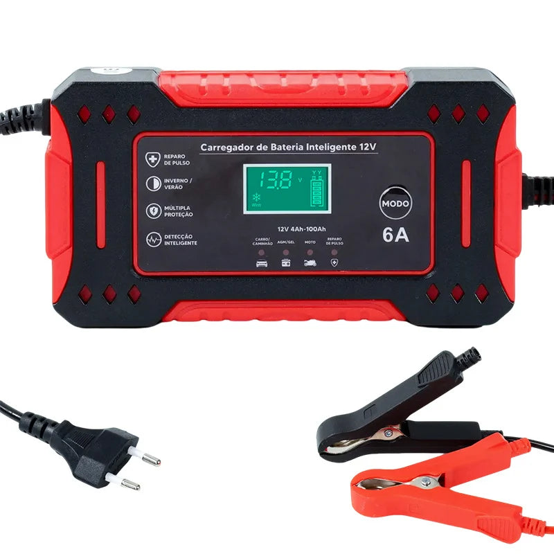 Car Battery Charger Jump Starter Pulse Repair LCD Display