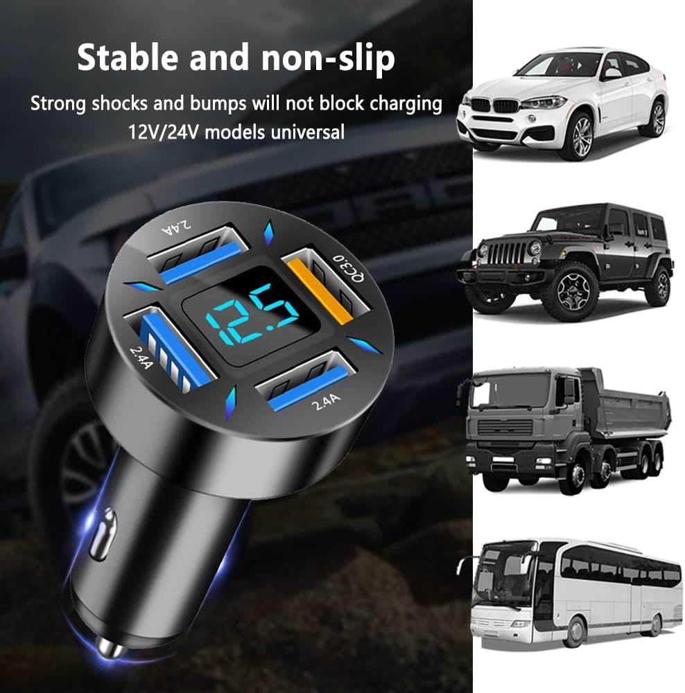 Car Charger 66W USB-C PD With LED Voltmeter