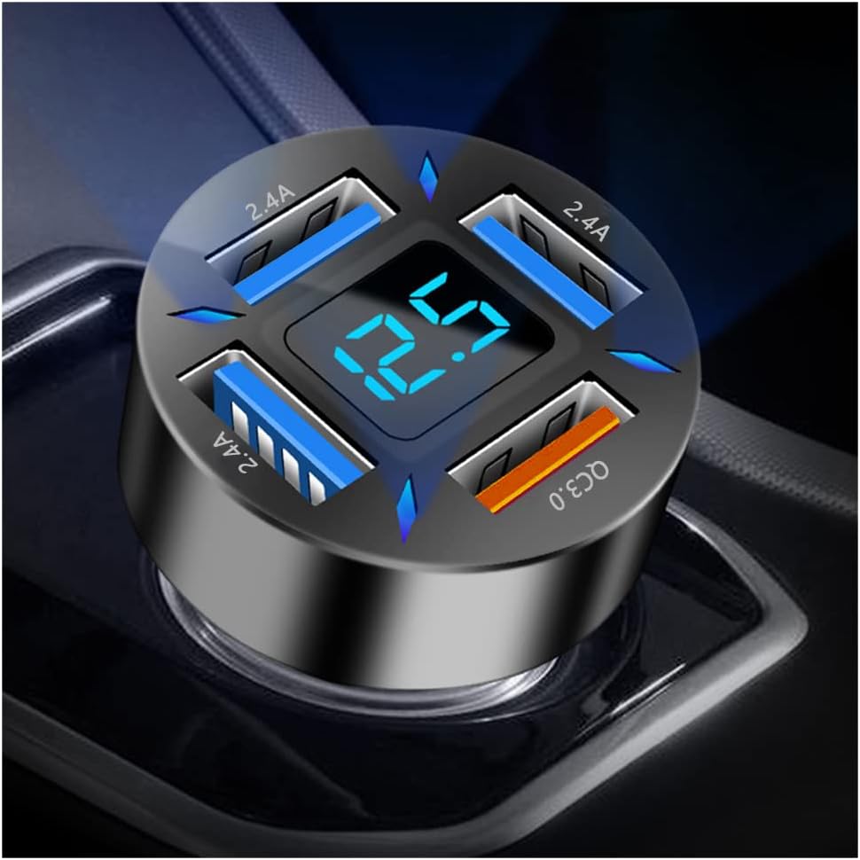 Car Charger 66W USB-C PD With LED Voltmeter