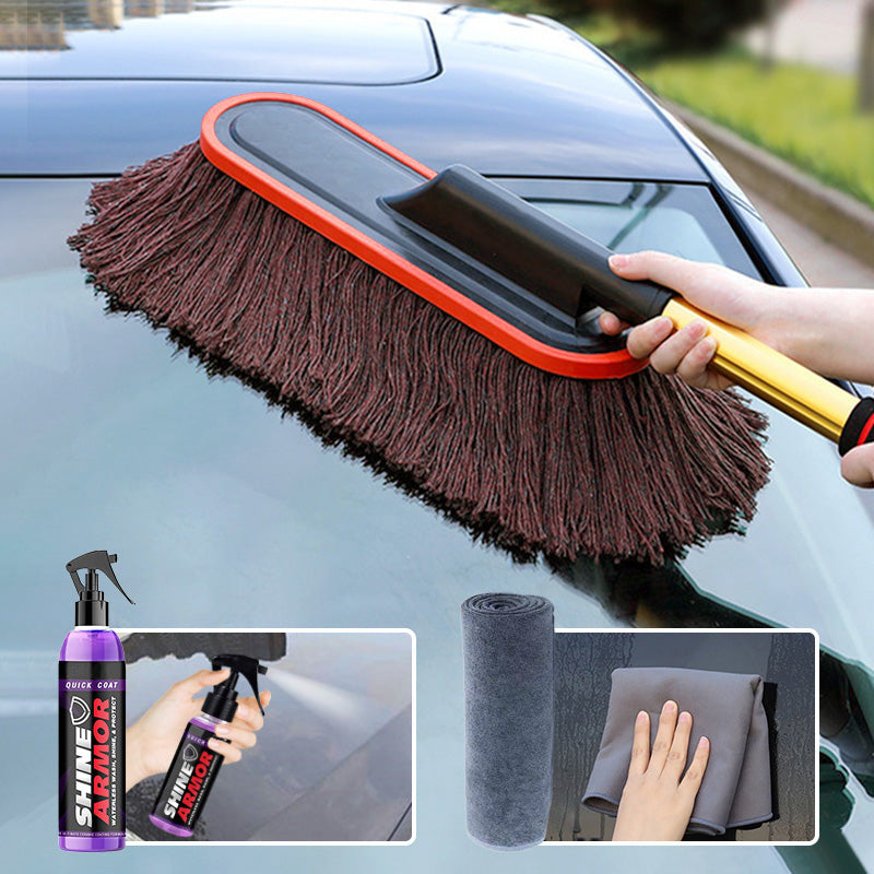 Car Cleaning Brush Extendable Handle Microfiber & Soft Bristle
