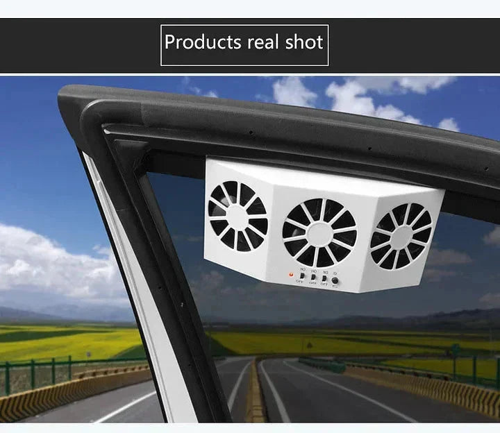 Car Cooling Fan Solar Powered Dual Fans Window Clamp