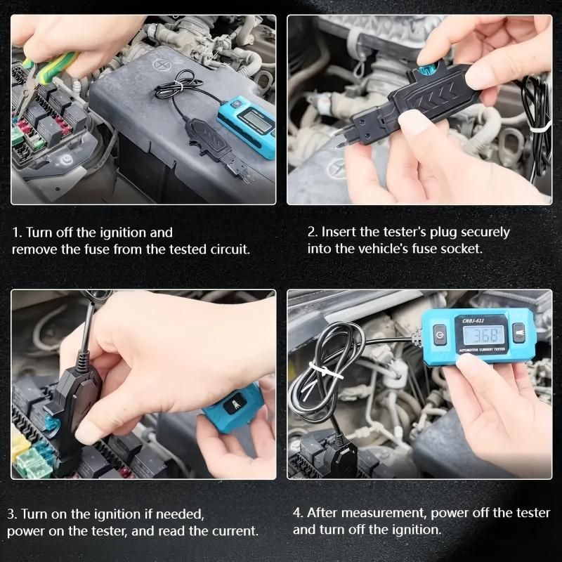Car Current Tester 0.01–19.99A Backlit Display & LED Light