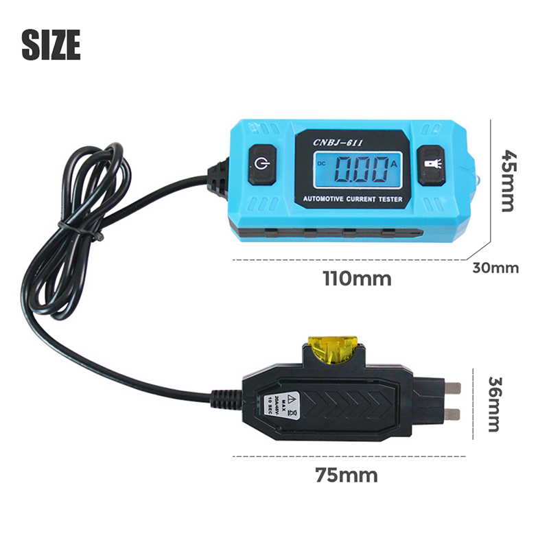 Car Current Tester 0.01–19.99A Backlit Display & LED Light