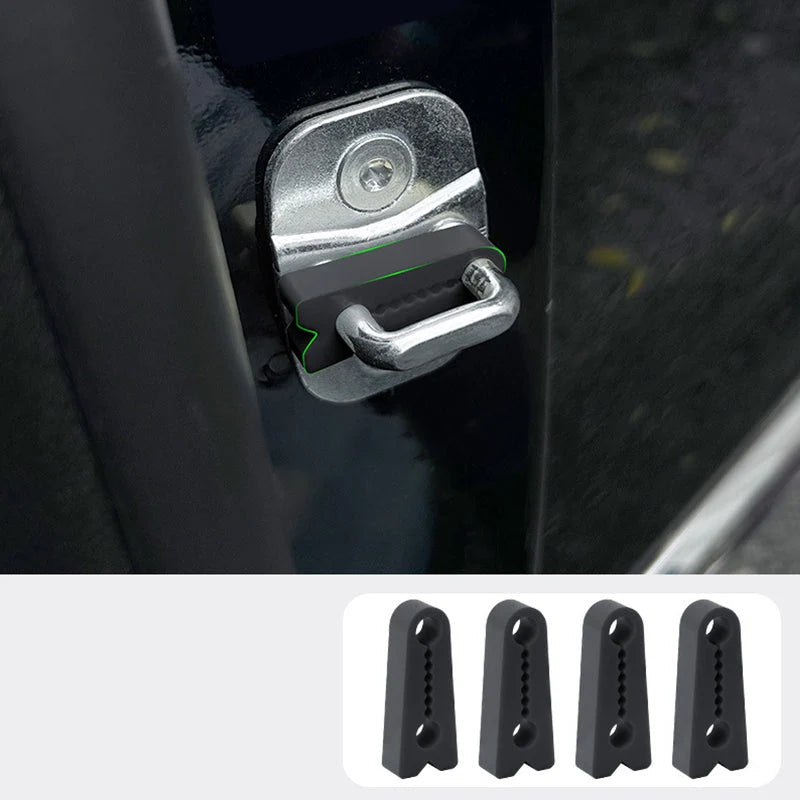 Car Door Lock Pads Silicone Noise-Reducing Tool-Free 4-Pack