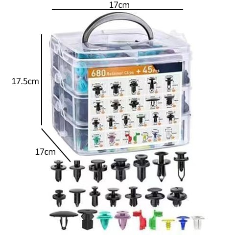 Car Fastener Clip Kit 680 Pieces Corrosion-Resistant PP Plastic