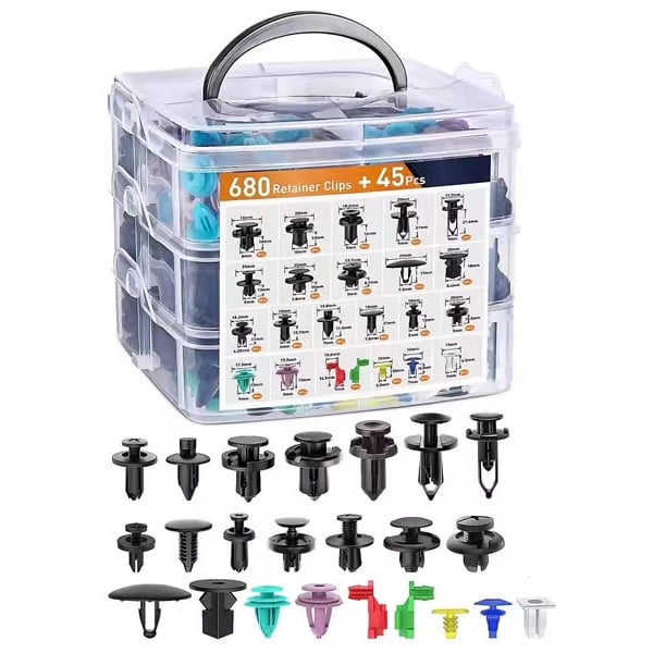 Car Fastener Clip Kit 680 Pieces Corrosion-Resistant PP Plastic
