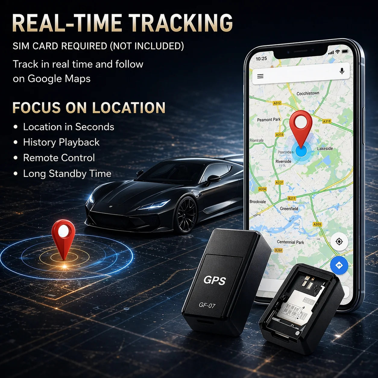 Car GPS Tracker Real-Time GSM Magnetic Mount No Subscription