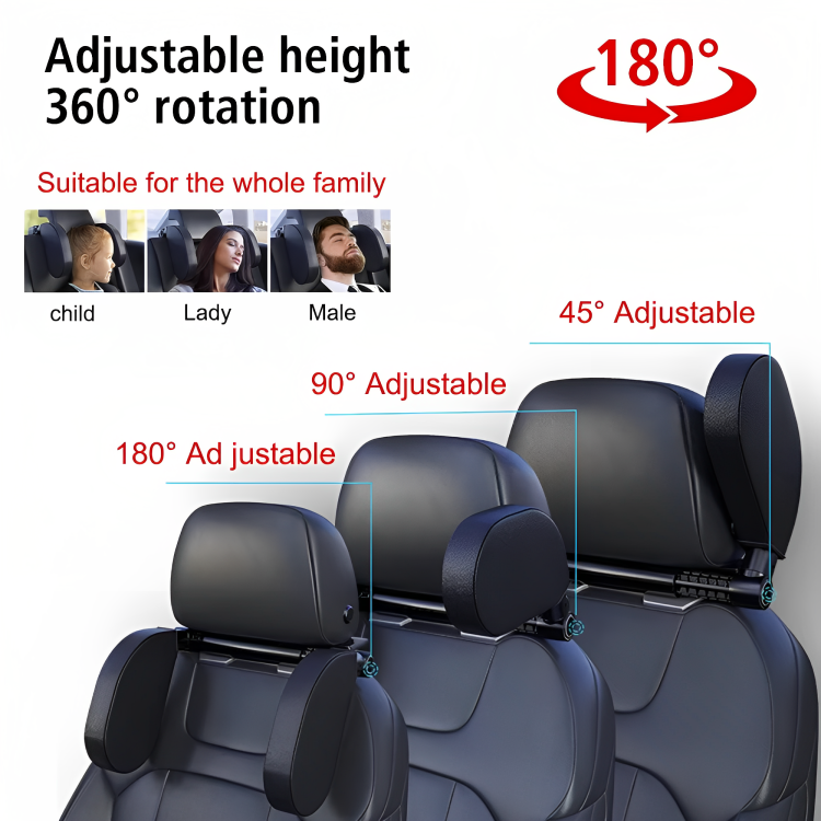 Car Neck Pillow U-Shape Adjustable Strap & Removable Cover