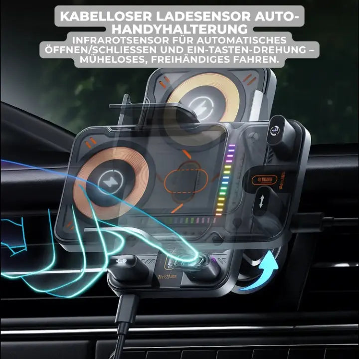 Car Phone Holder Motorized Grip 15W Wireless Charging