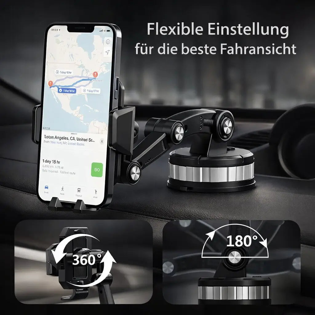 Car Phone Holder Suction Cup 360° Rotation One-Hand Operation