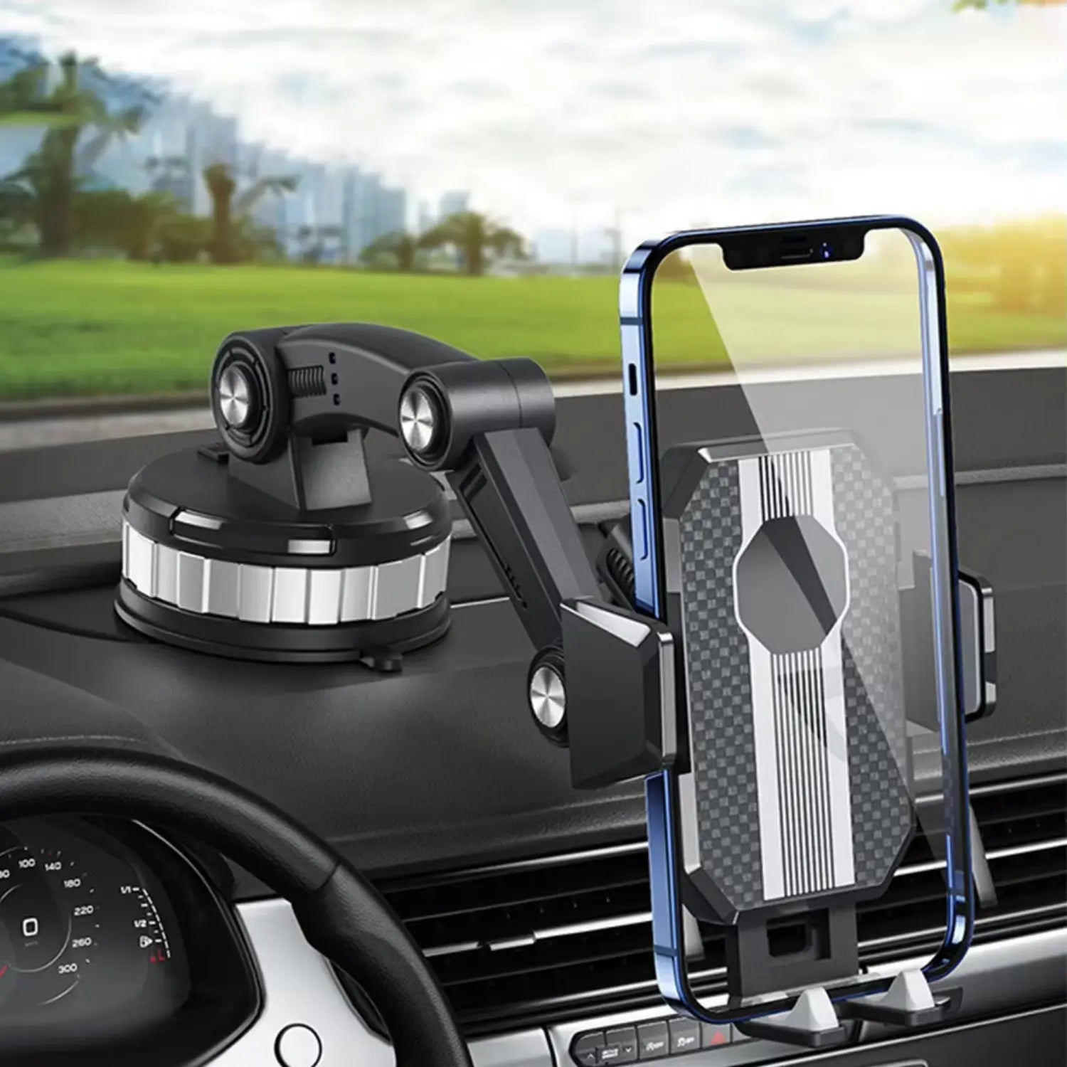 Car Phone Holder Suction Cup Mount & 360° Swivel
