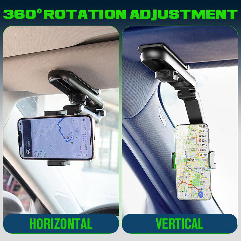 Car Phone Mount 1080° Rotation Curved Base One-Handed Use