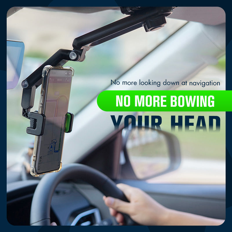 Car Phone Mount 1080° Rotation Curved Base One-Handed Use