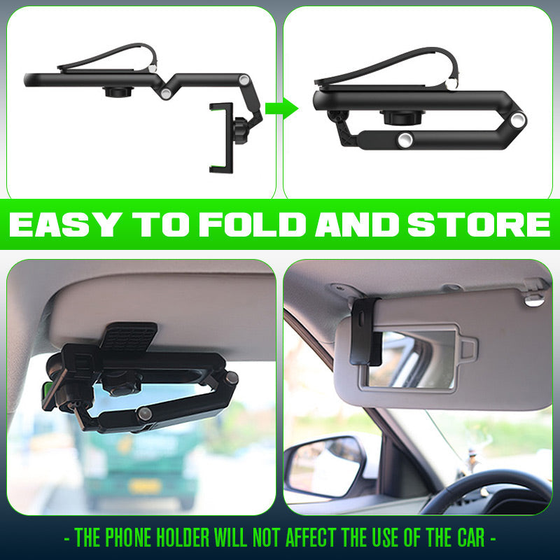 Car Phone Mount 1080° Rotation Curved Base One-Handed Use
