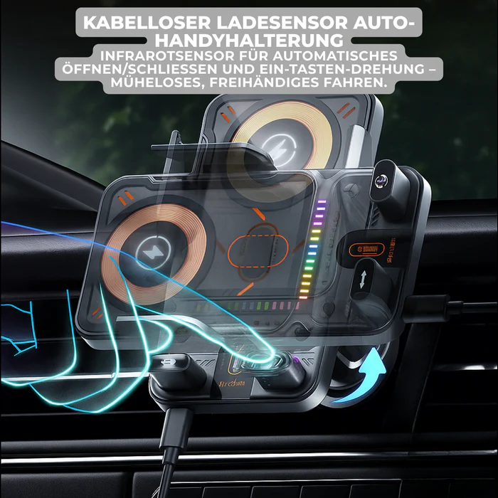 Car Phone Mount 15W Wireless Auto Clamp Vent Clip