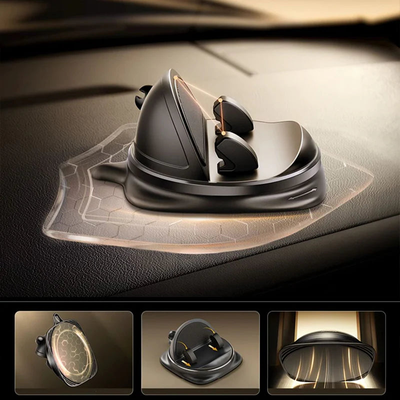 Car Phone Mount Automatic Clamping 360° Rotation Reusable Adhesive