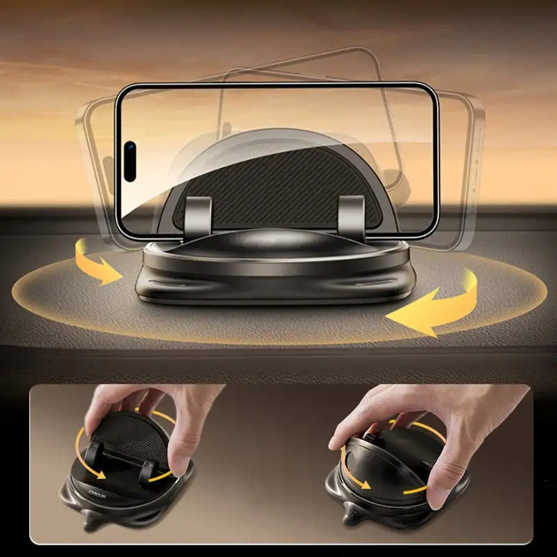Car Phone Mount Automatic Clamping 360° Rotation Reusable Adhesive