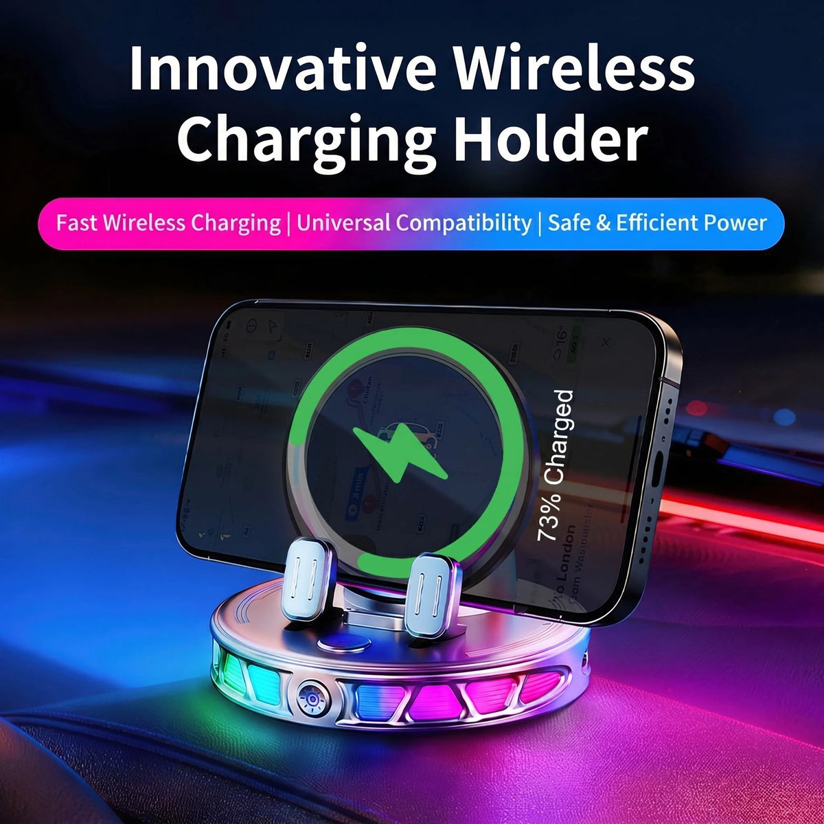 Car Phone Mount Automatic One-Hand Clamping RGB Lighting