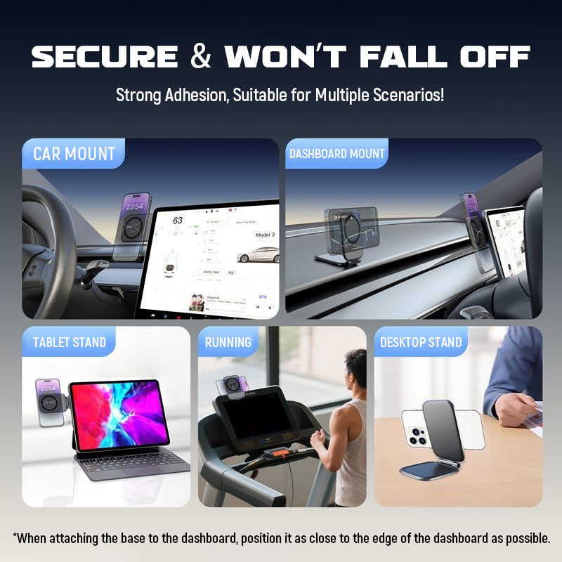 Car Phone Mount Magnetic Residue-Free Adhesive 360 Degree Rotation