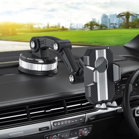 Car Phone Mount Strong Suction 360° Rotation One-Hand Operation