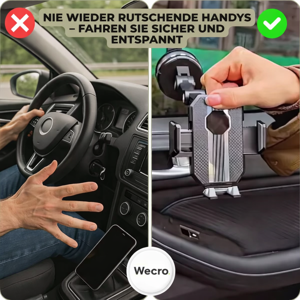 Car Phone Mount Strong Suction 360° Rotation One-Handed Release
