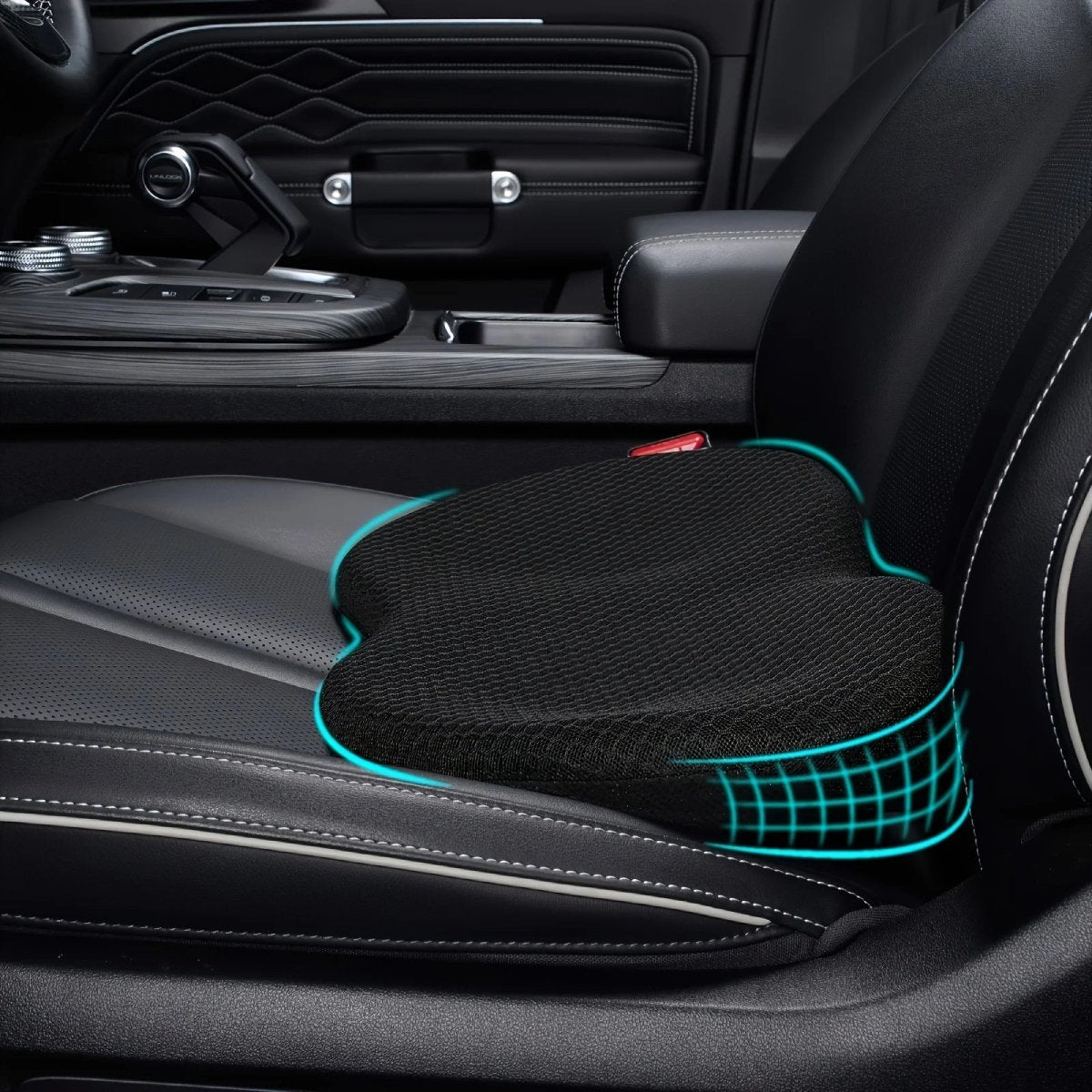 Car Seat Cushion Memory Foam Ergonomic Support Removable Cover