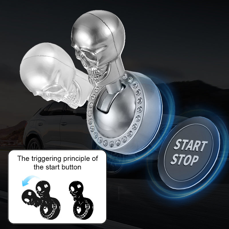Car Start Button Cover 3D Skull Rhinestone Aluminum Alloy
