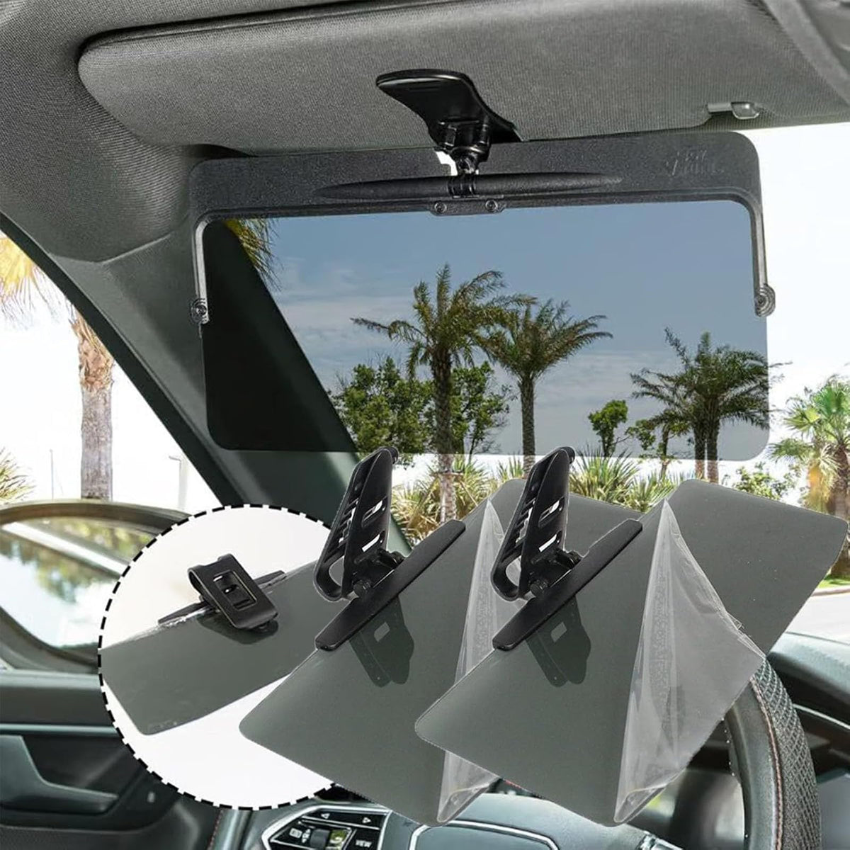 Car Sun Visor Extender Polarized Acrylic Universal Clamp
